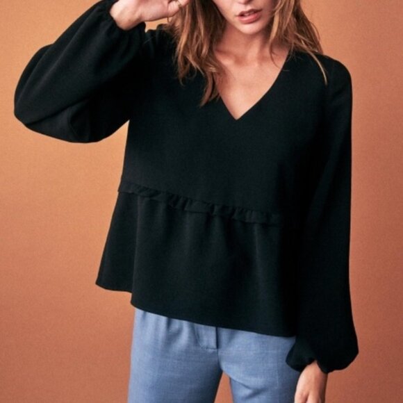 Sezane Tops - Sezane Bianca Blouse Black Noir 4